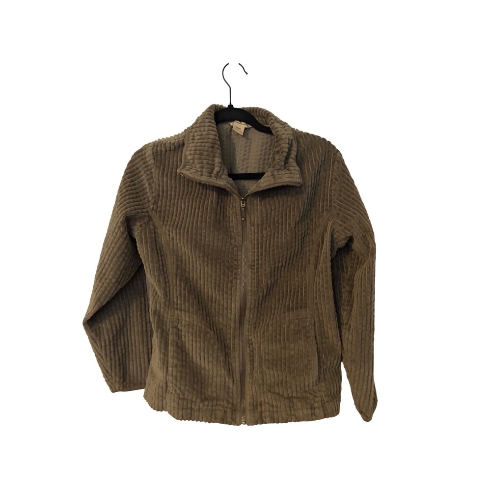 Woolrich‎ Womens Light Olive Wide Wale Corduroy Full Zip Jacket Mock Neck 2291 M